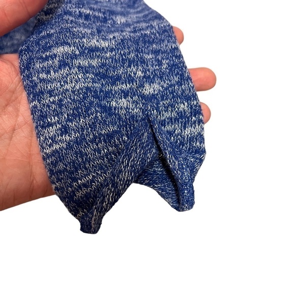 Chicos Blue White Knit 3/4 Sleeve Sweater Rolled Cuff, Size 1 - Picture 8 of 10